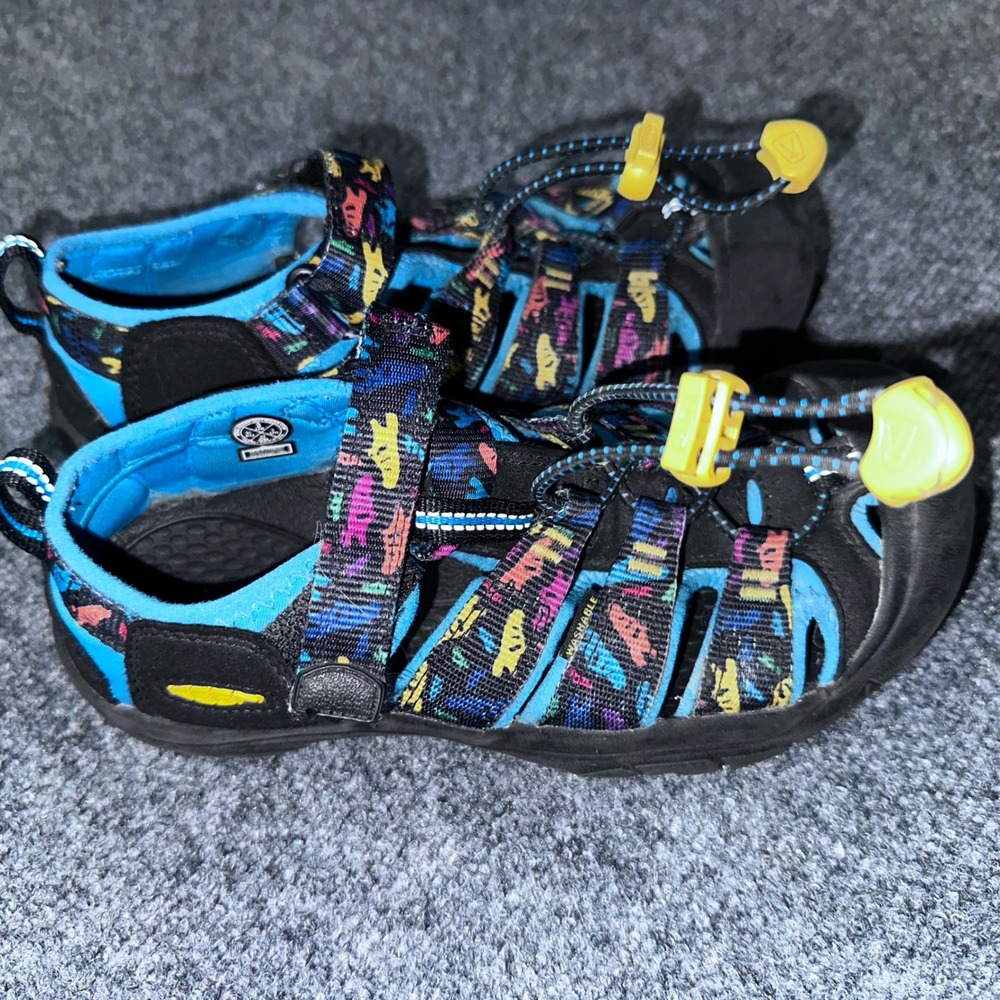 Keen Newport H2 Kids Shoes Size 3 Dinosaur Print Blue Black Water Sandals - Picture 2 of 6